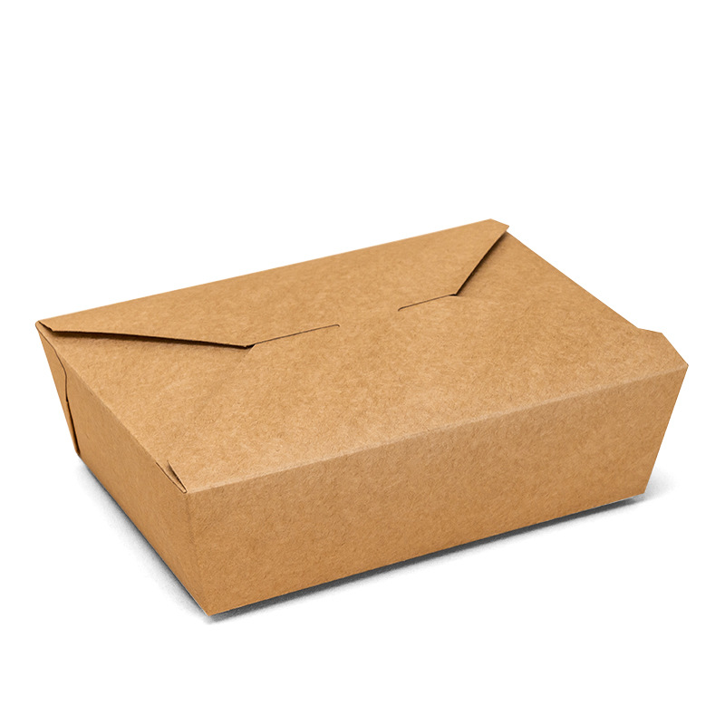 Safe environmental protection degradable disposable kraft paper lunch box waterproof and oil proof