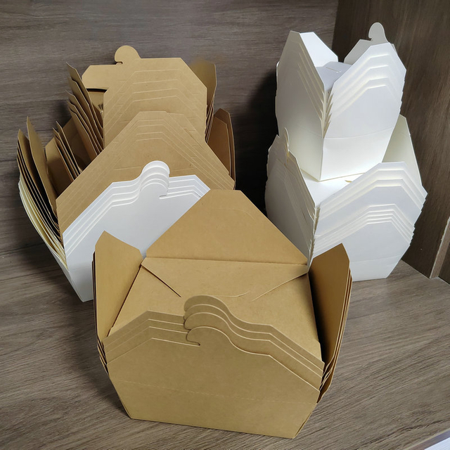 Hot selling Disposable Recycled Brown Kraft Food Packaging Boxes Takeaway Kraft Paper Food Salad Lunch Boxe