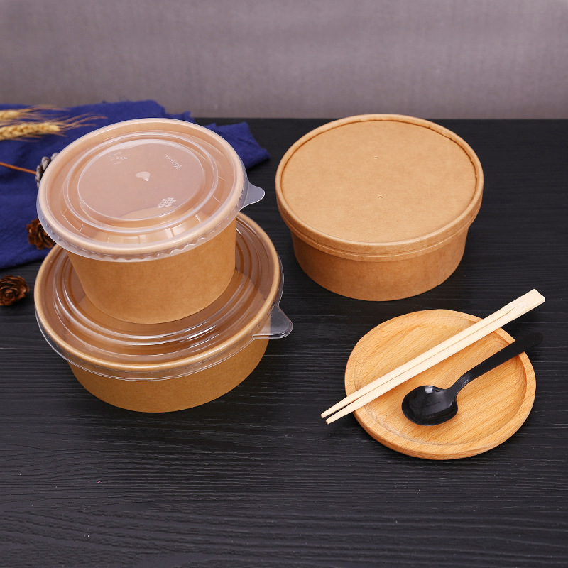 Degradable thickened kraft disposable paper bowl is safe and environmentally friendly