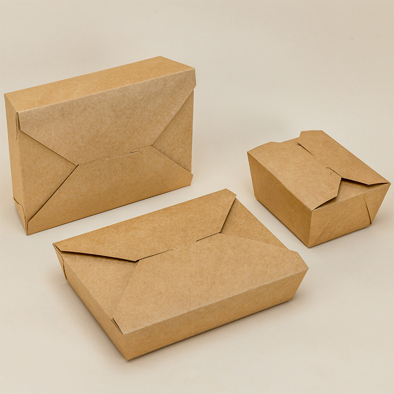 Safe environmental protection degradable disposable kraft paper lunch box waterproof and oil proof