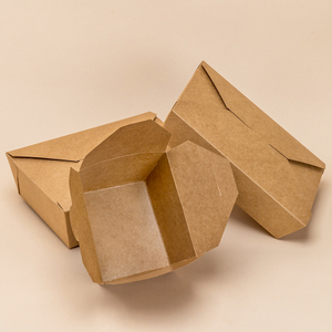 Hot selling Disposable Recycled Brown Kraft Food Packaging Boxes Takeaway Kraft Paper Food Salad Lunch Boxe