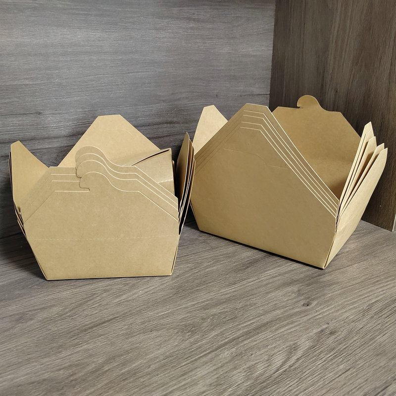 Hot selling Disposable Recycled Brown Kraft Food Packaging Boxes Takeaway Kraft Paper Food Salad Lunch Boxe
