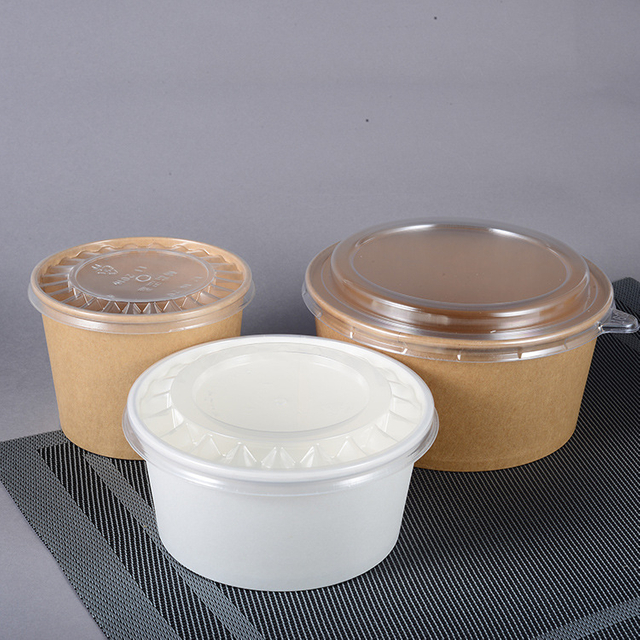 Natural material degradable thickened kraft disposable paper bowl