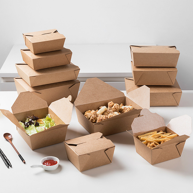 Safe And Environmental Protection Recyclable Disposable Paper Lunch Box Can Hold Food Cheap And Easy To Use