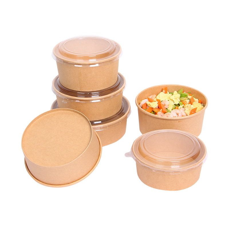 Degradable thickened kraft disposable paper bowl is safe and environmentally friendly